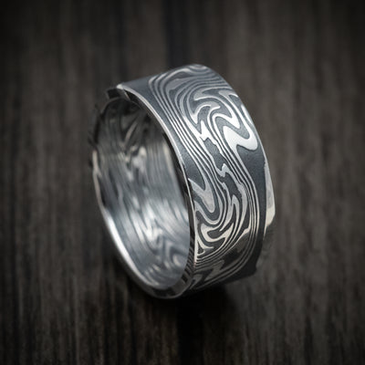 Kinetic Kuro Damascus Steel Men's Ring Custom Made Band