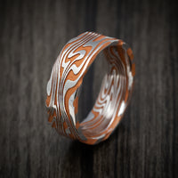 Kinetic Kuro Damascus Steel Men's Ring with Cerakote Grooves Custom Made Band