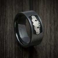 Black Titanium Celtic Claddagh Men's Ring with Cerakote Custom Made