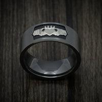 Black Zirconium Celtic Claddagh Men's Ring with Cerakote Custom Made