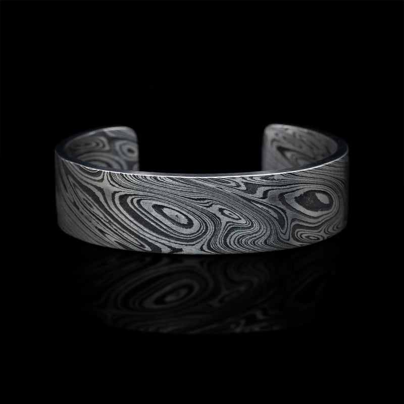 Kuro Damascus Steel Men's Flat Split Cuff Bracelet Custom Made