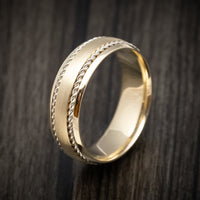 14K Gold Men's Ring with Gold Braided Inlays Custom Made