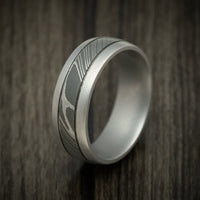 Damascus Steel Two-Tone Men's Ring Wedding Band Genuine Craftsmanship