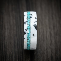 Carbon Fiber and Venetian Composite Men's Ring with Turquoise Inlay