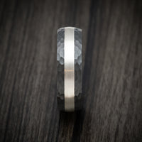 Black Zirconium Hammered Men's Ring with Sterling Silver Inlay