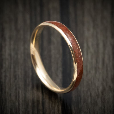 Yellow Gold and Dinosaur Bone Men's Ring Custom Made