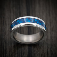 Titanium and Blue Carbon Fiber Men's Ring