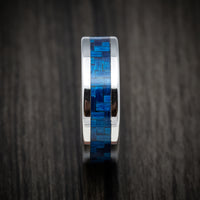 Titanium and Blue Carbon Fiber Men's Ring