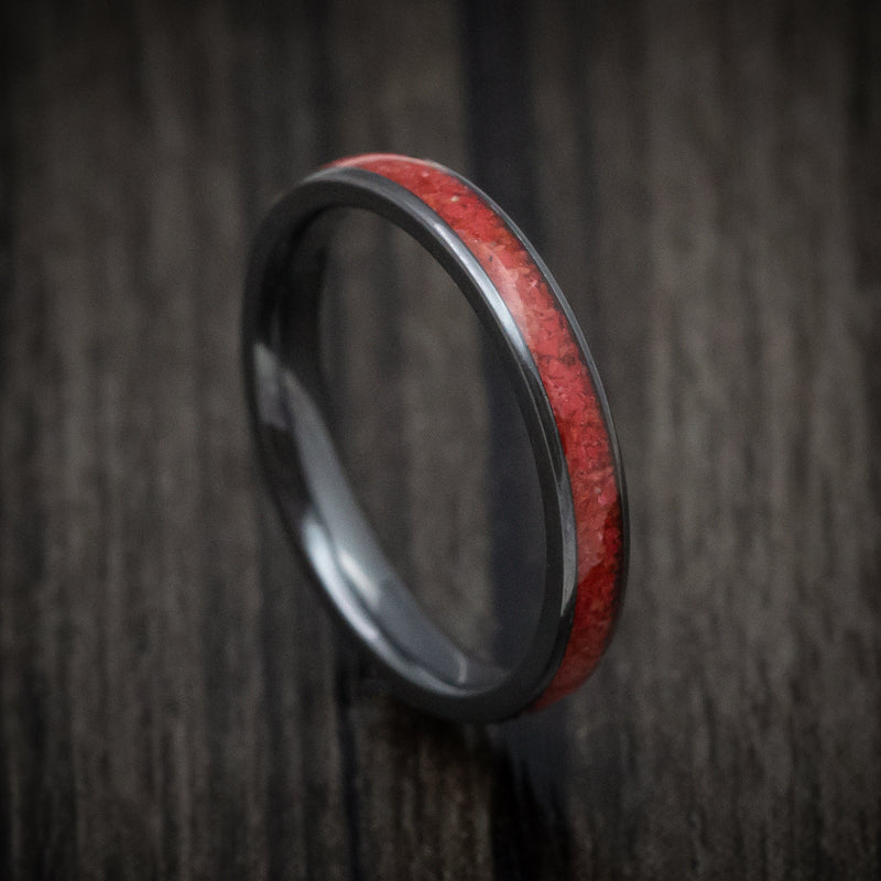 Black Titanium and Coral Men's Ring Custom Made