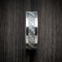 Titanium and Silver Carbon Fiber Men's Ring
