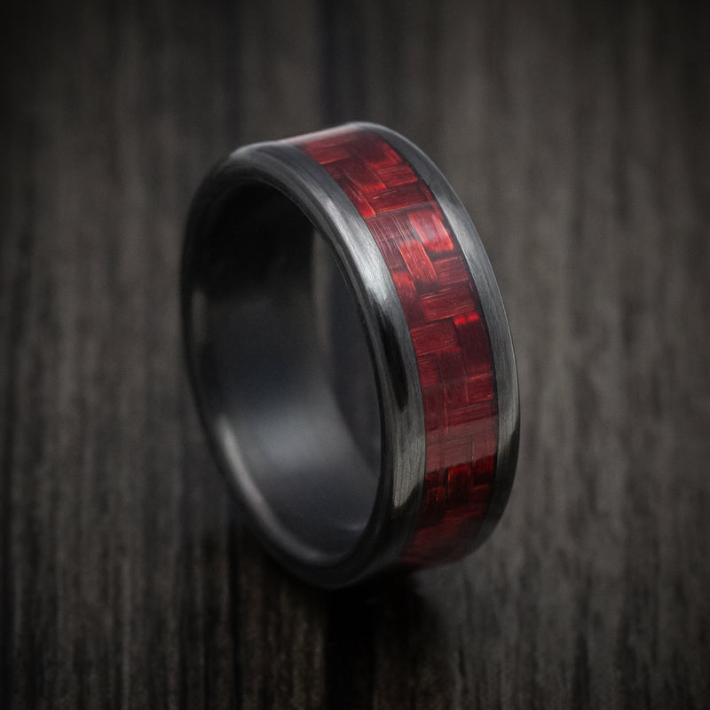 Carbon Fiber and Red Carbon Fiber Men's Ring
