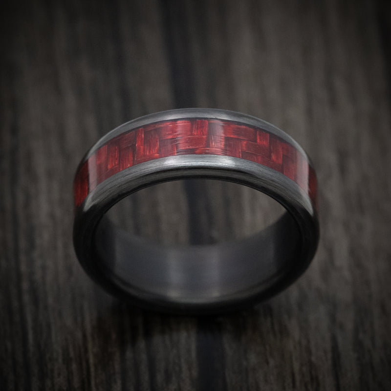 Carbon Fiber and Red Carbon Fiber Men's Ring