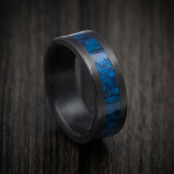 Carbon Fiber and Blue Carbon Fiber Men's Ring