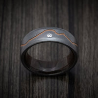 Black Titanium Diamond Men's Ring With Custom Mountain Milling And Hardwood Interior Sleeve Custom Made
