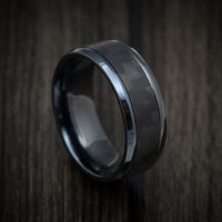 Black Titanium and Black Carbon Fiber Mens Ring