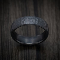 Hammered Black Titanium Mens Ring