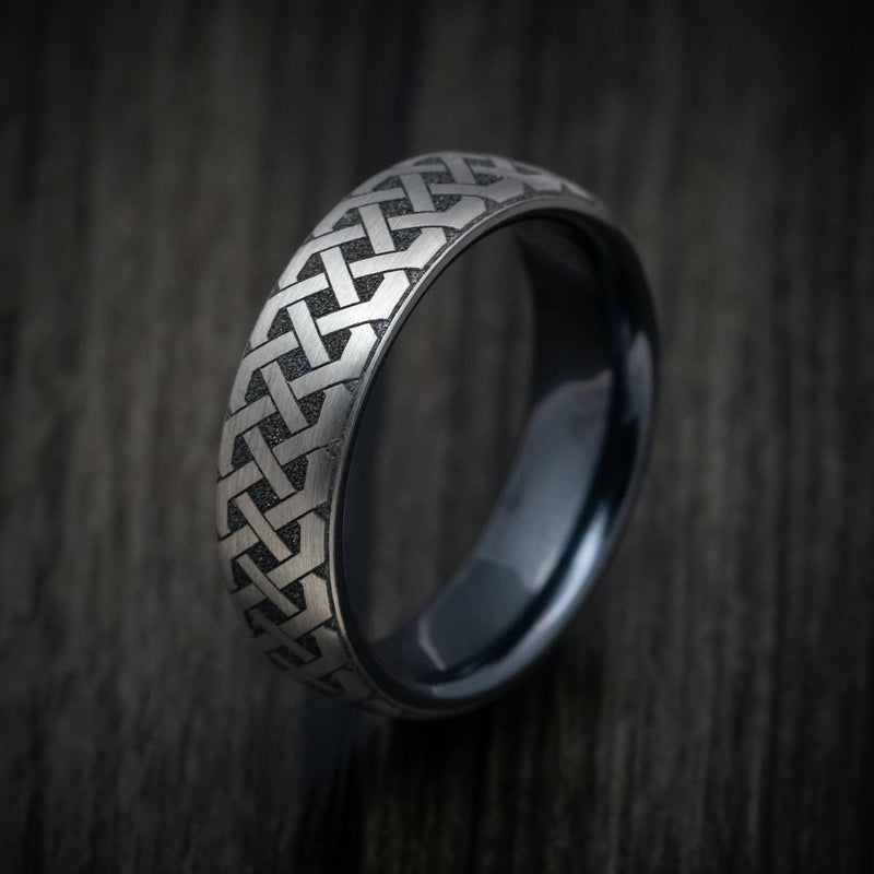 Black Titanium Celtic Love Knot Mens Ring