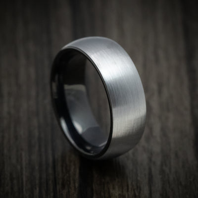 Gunmetal Tungsten Men's Ring with Black Tungsten Sleeve Band