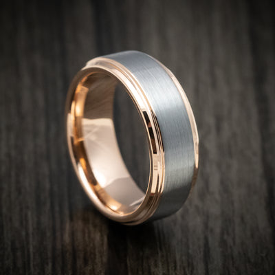 Tungsten Men's Ring with Golden Tungsten Sleeve Band