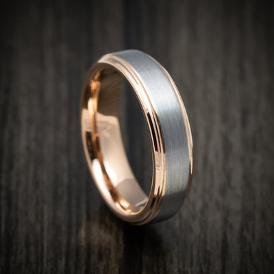 Tungsten Men's Ring with Golden Tungsten Sleeve Band