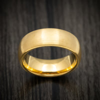 Yellow Gold Tungsten Men's Ring with Satin Finish Custom Made Band