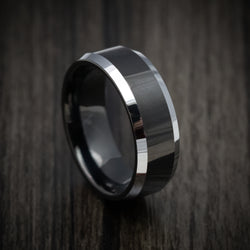 Tungsten Men's Ring with Black Tungsten Accents Custom Made Band