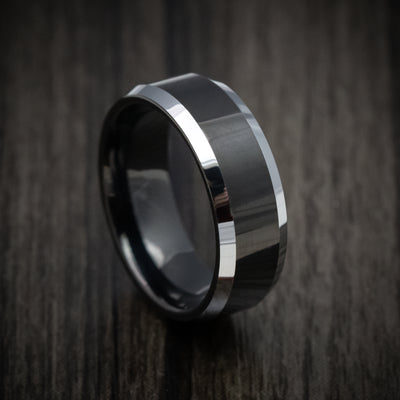 Tungsten Men's Ring with Black Tungsten Accents Band