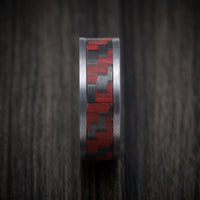 Tantalum and Red Carbon Fiber Mens Ring
