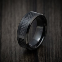 Black Tungsten Men's Ring with Black Carbon Fiber Inlay Custom Made Band