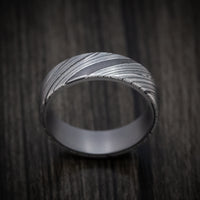 Damascus Steel Mens Ring with Tantalum Sleeve