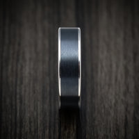 14K White Gold and Black Titanium Mens Ring