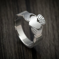 Titanium Celtic Claddagh Cut-Out Men's Ring Custom Made
