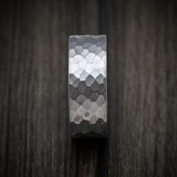 Hammered Tantalum Men's Ring with Wood Sleeve