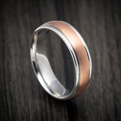 Two-tone 14K Rose and White Gold Wedding Men's Band