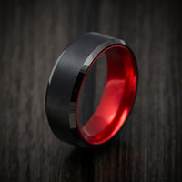 Tungsten and Anodized Sleeve Custom Made Men's Ring