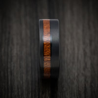 Black Tungsten Men's Ring with Koa Wood Inlay Custom Made Band