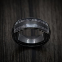 Black Tungsten Men's Ring with Charcoal Wood Inlays