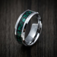 Tungsten Men's Ring with Malachite Inlay