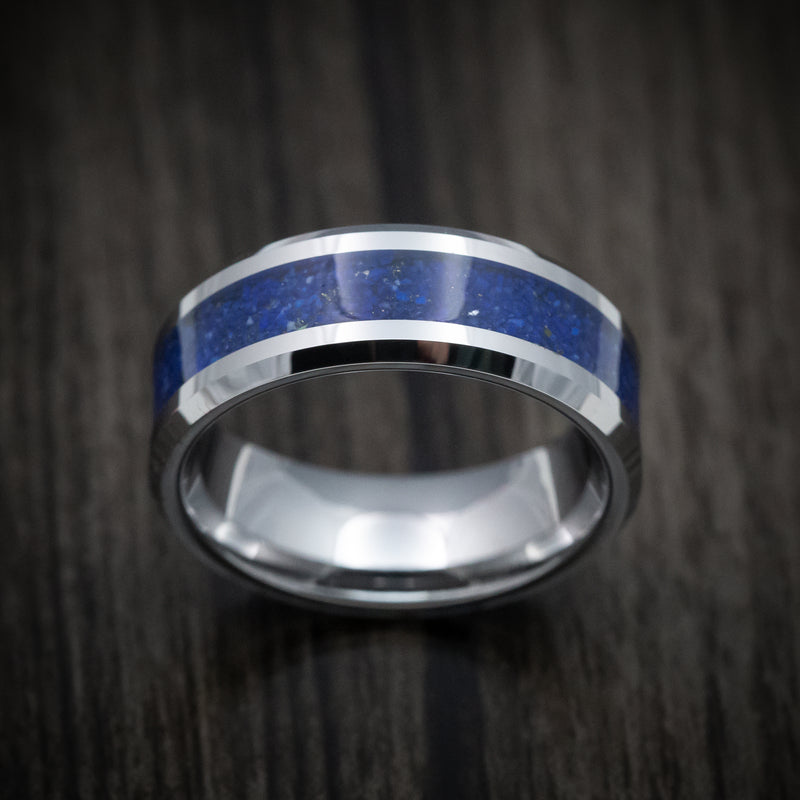 Tungsten Men's Ring with Lapis Inlay