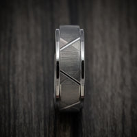 Gunmetal Tungsten Men's Ring with Geometric Design Custom Made Band
