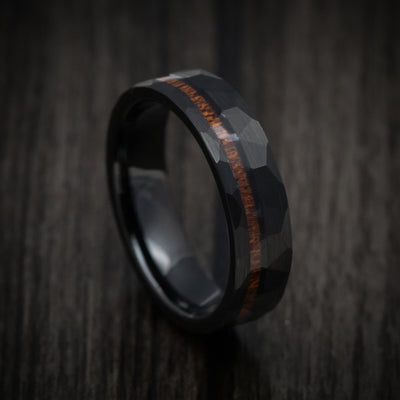 Black Tungsten Men's Ring with Koa Wood Inlay Band