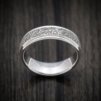 14K White Gold Hatched Classic Wedding Men's Band