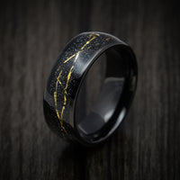 Black Tungsten Men's Ring with Gold Galaxy Inlay Custom Made Band