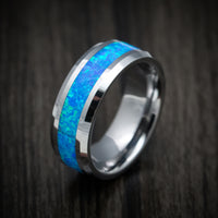 Tungsten Men's Ring with Opal Inlay