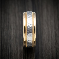 Two-tone 14K Yellow and White Gold Millgrain Wedding Men's Band