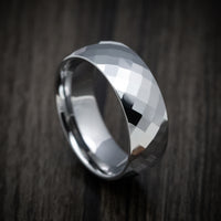 Tungsten Men's Ring with Faceted Design
