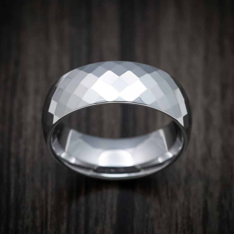 Tungsten Men's Ring with Faceted Design