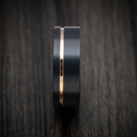 Black Tungsten Men's Ring with Rose Gold Inlay
