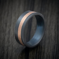 Darkened Tantalum and 14K Rose Gold Inlay Men's Ring