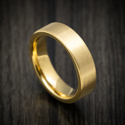 Yellow Gold Tungsten Men's Ring with Satin Finish